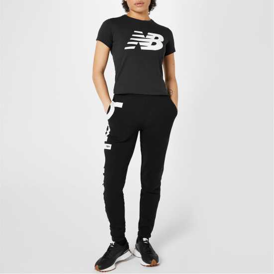 New Balance Classic Logo T-Shirt Womens Black Дамски тениски и фланелки
