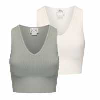 Slazenger 2Pk Croptank Womens Зелено/Захар Дамски тениски и фланелки