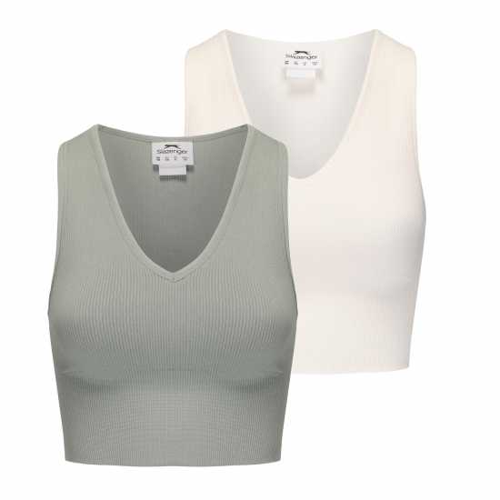 Дамски тениски и фланелки Slazenger 2Pk Croptank Womens Зелено/Захар Slazenger 2Pk Croptank Womens Зелено/Захар Дамски тениски и фланелки