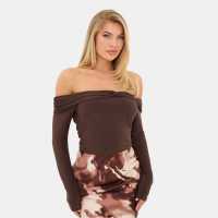 I Saw It First Slinky Fashion Top Кафяво 