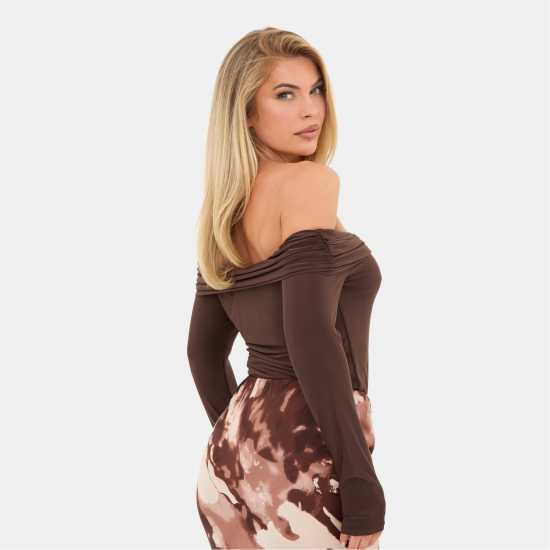 I Saw It First Slinky Fashion Top Кафяво 