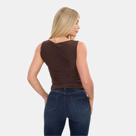 I Saw It First Slinky Fashion Top Кафяво 