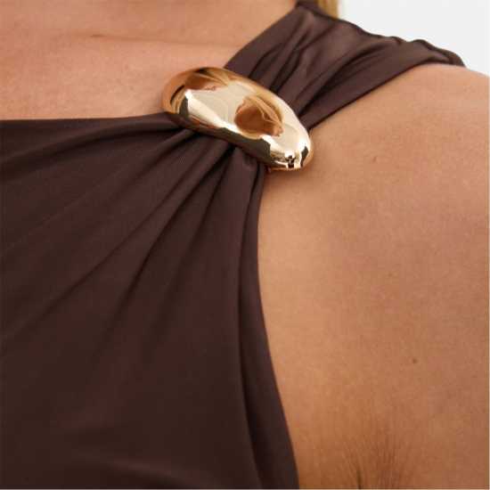 I Saw It First Slinky Fashion Top Кафяво 