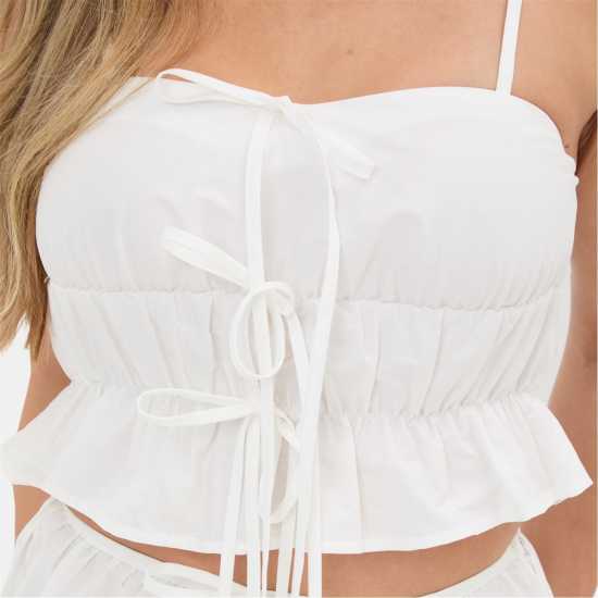 Ruched Front Strappy Tie Top  Дамски тениски и фланелки