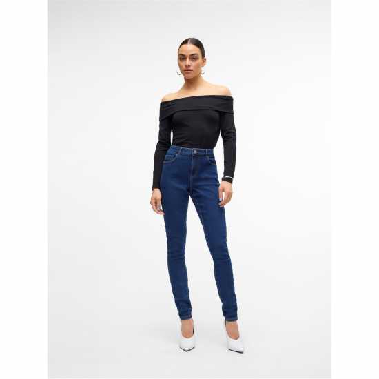 Vero Moda Вталени Дънки Skinny Jeans Тъмно син деним 