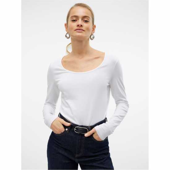 Дамски тениски и фланелки Vero Moda Maxi Long Sleeve U-Neck T-Shirt Ярко бяло Vero Moda Maxi Long Sleeve U-Neck T-Shirt Ярко бяло Дамски тениски и фланелки