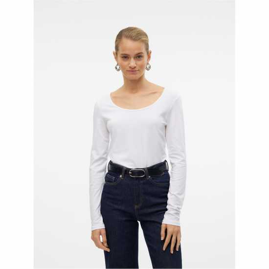 Дамски тениски и фланелки Vero Moda Maxi Long Sleeve U-Neck T-Shirt Ярко бяло Vero Moda Maxi Long Sleeve U-Neck T-Shirt Ярко бяло Дамски тениски и фланелки