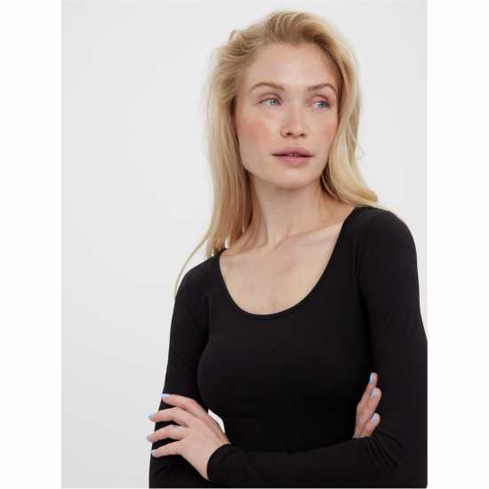 Дамски тениски и фланелки Vero Moda Sleeve U-Neck T-Shirt Черно Vero Moda Sleeve U-Neck T-Shirt Черно Дамски тениски и фланелки