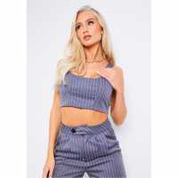 Missy Empire Scoop Neck Tailored Pinstripe Top  Дамски тениски и фланелки