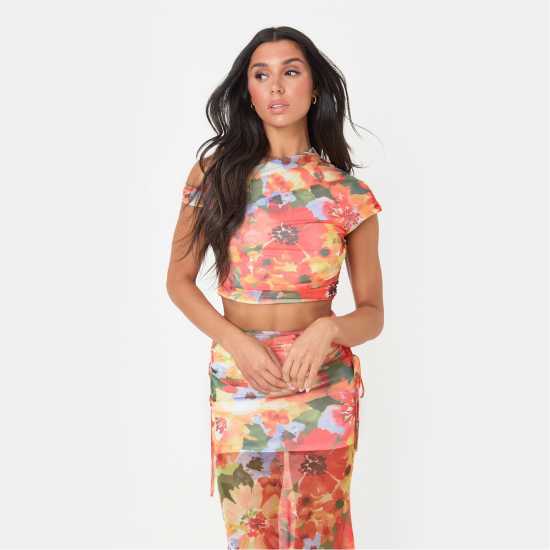 Дамски тениски и фланелки I Saw It First Floral Mesh Top I Saw It First Floral Mesh Top Дамски тениски и фланелки