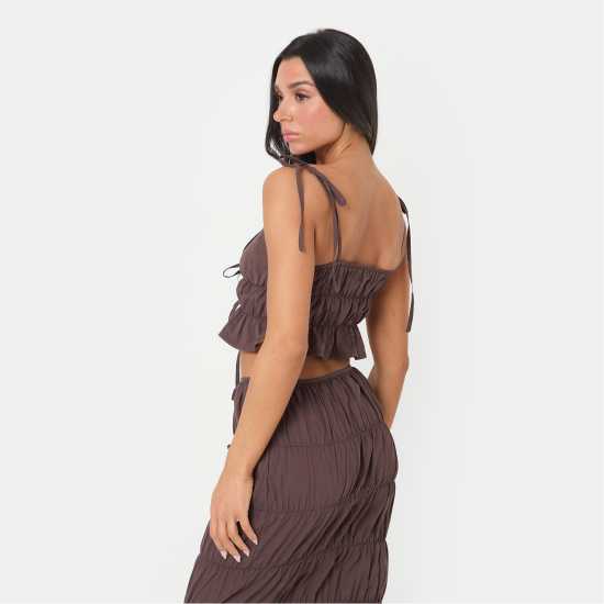 I Saw It First Poplin Ruched Tie Crop Top  Дамски тениски и фланелки