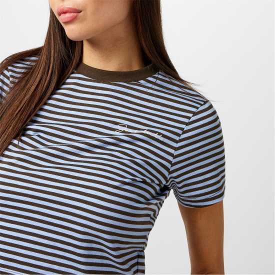 Jack Wills Striped Baby T-Shirt Кафяво/Синьо Дамски тениски и фланелки