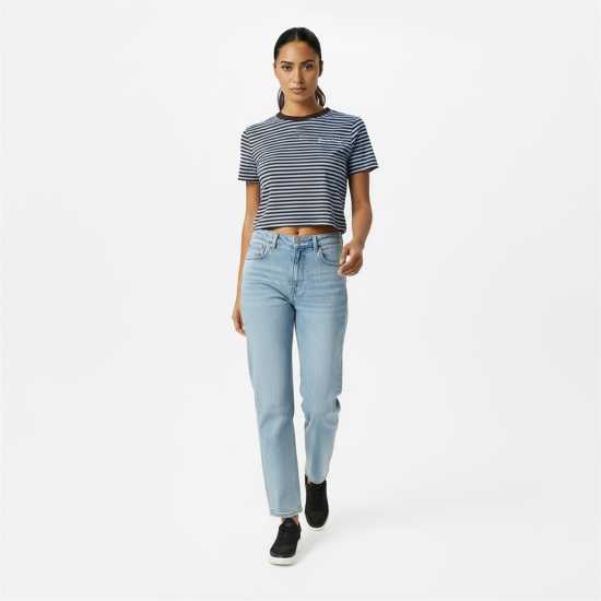 Jack Wills Women's Striped Crop Top Кафяво/Синьо 
