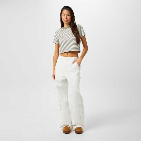 Jack Wills Striped Baby T-Shirt Бяло/Зелено Дамски тениски и фланелки