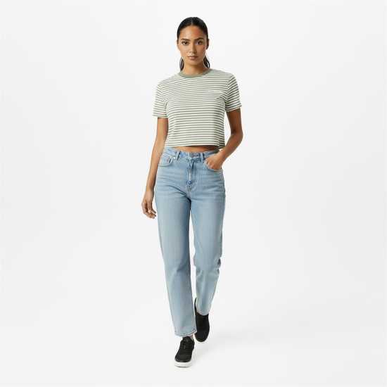 Jack Wills Women's Striped Crop Top Бяло/Зелено Jack Wills Women's Striped Crop Top Бяло/Зелено