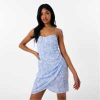 Jack Wills Tie Shoulder Dress Blue Print Дамски поли и рокли