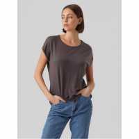 Vero Moda Vm Ava Plain Short Sleeve T-Shirt Womens Асфалт Дамски тениски и фланелки