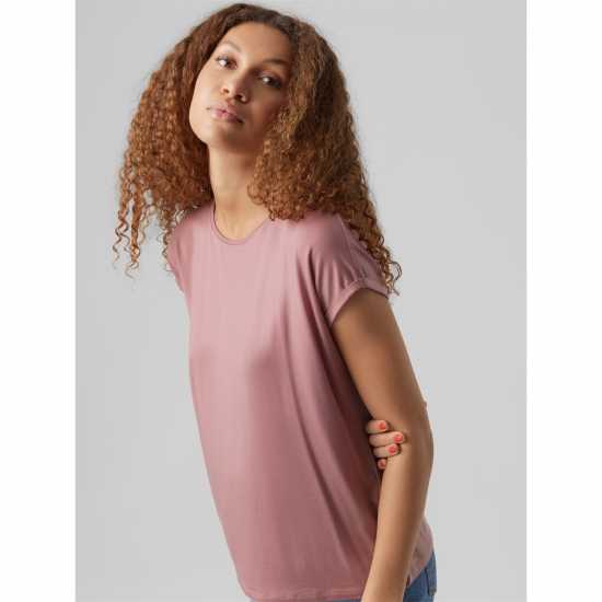 Vero Moda Vm Ava Plain Shirt Sleeve T-Shirt Womens
