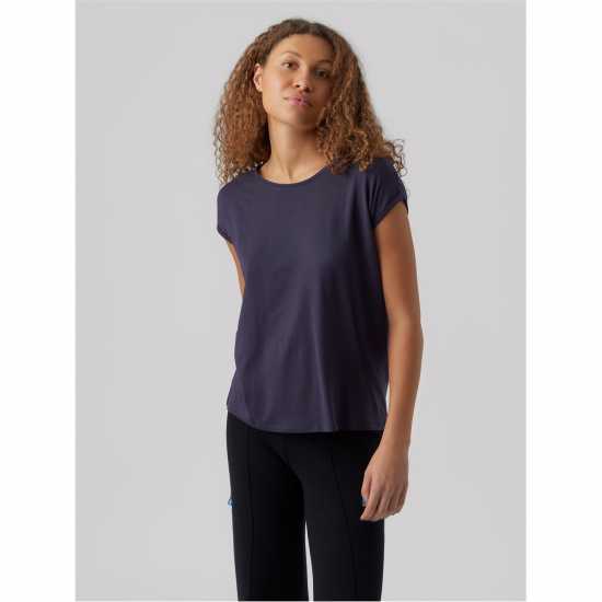 Vero Moda Vm Ava Plain Short Sleeve T-Shirt Womens Нощно небе Дамски тениски и фланелки