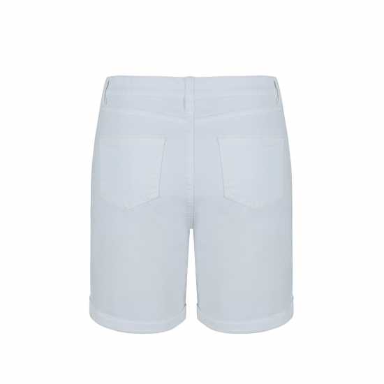 Дънкови Къси Панталони Be You Knee-Length Denim Shorts Бяло Дънкови Къси Панталони Be You Knee-Length Denim Shorts Бяло