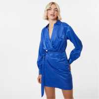 Рокля-Риза Jack Wills Draped Shirt Dress Cobalt Дамски поли и рокли