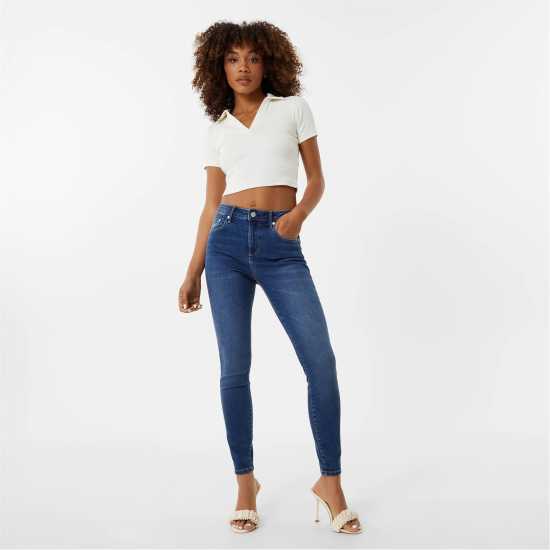Вталени Дънки Jack Wills Wills Aimie Modern Skinny Jeans Средно индиго Дамски дънки