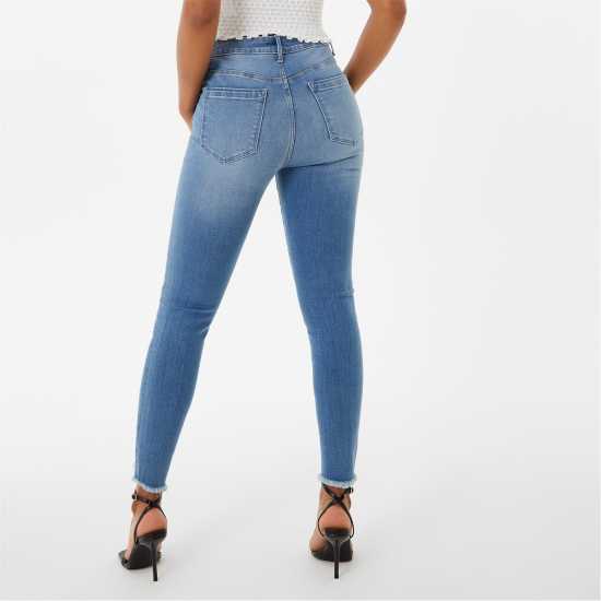 Вталени Дънки Jack Wills Wills Aimie Modern Skinny Jeans Rip Mid Blue Дамски дънки