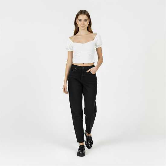 Стеснени Дънки Jack Wills Stella High Rise Slim Jeans Твърд черен 