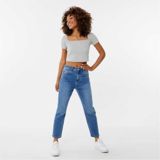 Стеснени Дънки Jack Wills Stella High Rise Slim Jeans Mid Wash Дамски дънки