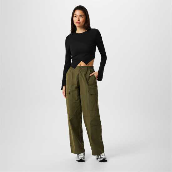 Jack Wills Asymmetric Rib Top Черно Дамски тениски и фланелки