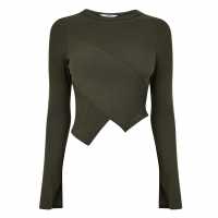 Jack Wills Asymmetric Rib Top Тъмно кафяво Дамски тениски и фланелки