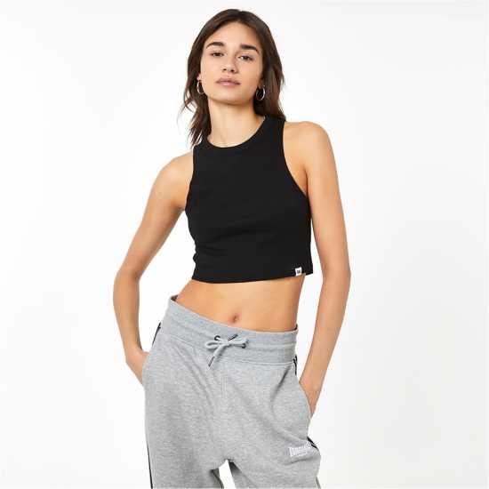 Lonsdale Дамски Потник Essential Tank Top Womens Черно Дамски тениски и фланелки