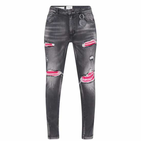 Мъжки Скини Дънки Amicci Milazzo Pink Skinny Jeans Mens  - Amicci