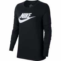 Nike Тениска Futura Long Sleeve T Shirt Womens Black Дамски тениски и фланелки