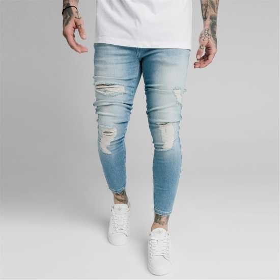 SikSilk Men's Low Rise Ripped Skinny Jeans Вталени Дънки Siksilk Men's Low Rise Ripped Skinny Jeans