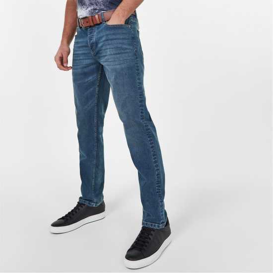 Firetrap Belted Jeans Reg Mid Wash Мъжки дънки