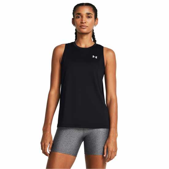 Under Armour Armour Tech Tank Solid Vest Womens Black/White Under Armour Armour Tech Tank Solid Vest Womens Black/White