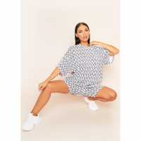 Missy Empire Print Branded Oversized T-Shirt Бяло Дамски тениски и фланелки