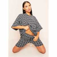 Missy Empire Print Branded Oversized T-Shirt Черно Дамски тениски и фланелки