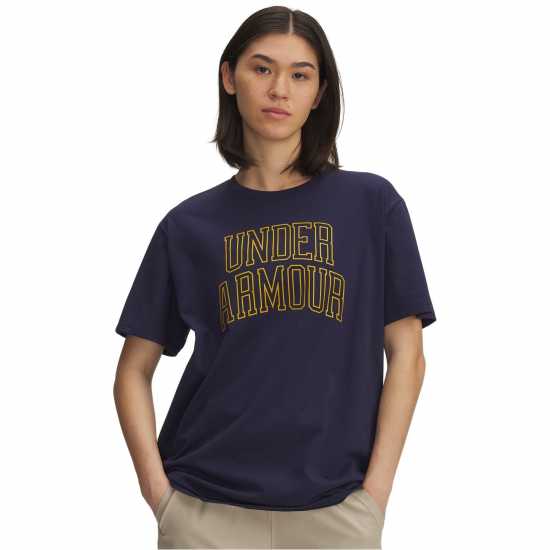 Дамски тениски и фланелки Under Armour Varsity Tee Ld54 Navy/Gold Under Armour Varsity Tee Ld54 Navy/Gold Дамски тениски и фланелки