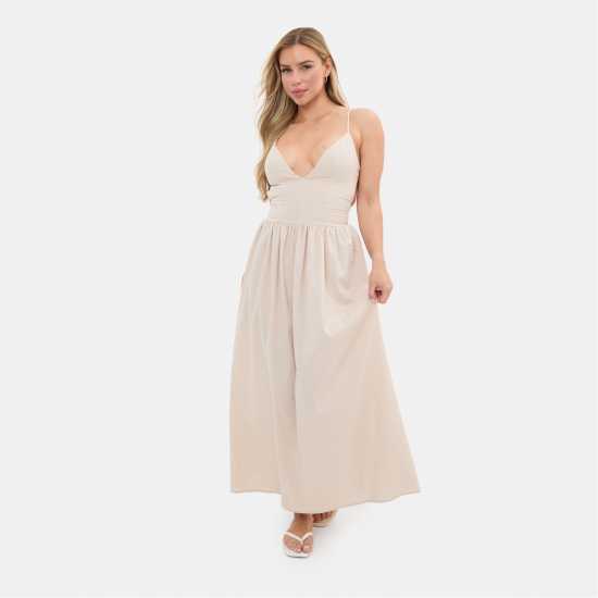 I Saw It First Strappy Linen Blend Maxi Dress  Дамски поли и рокли