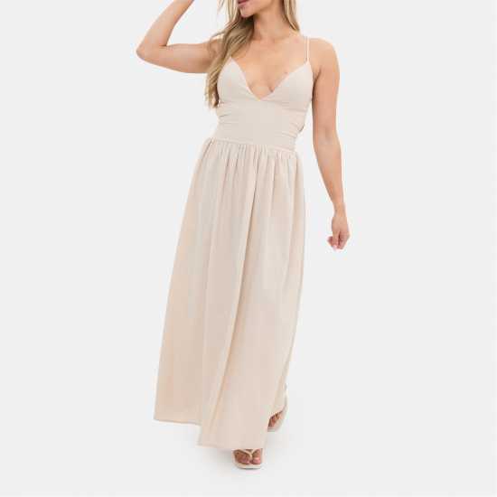 I Saw It First Strappy Linen Blend Maxi Dress  Дамски поли и рокли