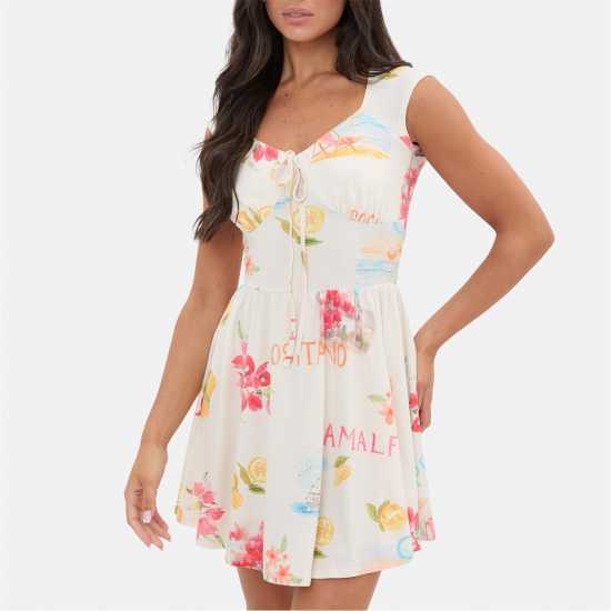 I Saw It First Printed Tie Front Mini Dress  Дамски поли и рокли