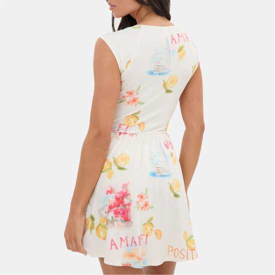 I Saw It First Printed Tie Front Mini Dress  Дамски поли и рокли