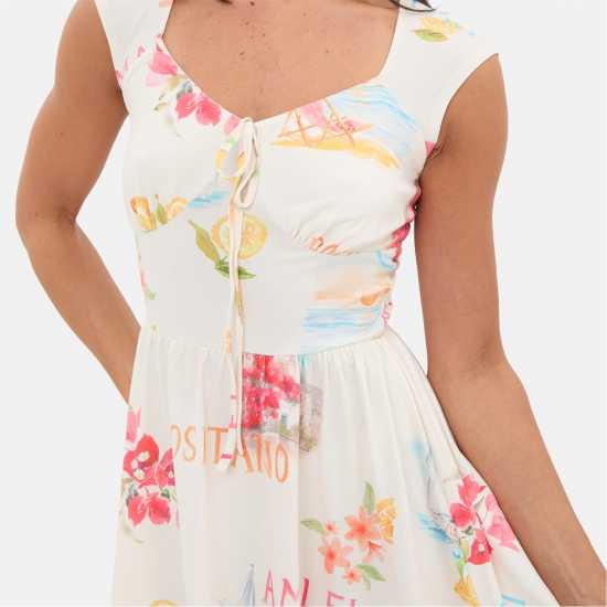 I Saw It First Printed Tie Front Mini Dress  Дамски поли и рокли