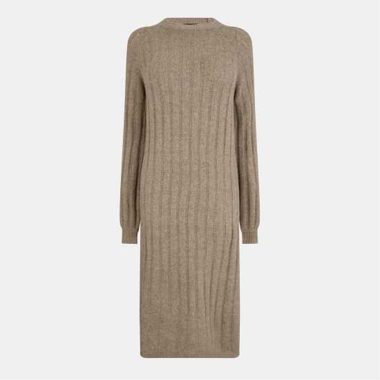 Pieces Dress Fem Kni Ld99 Тауп Сиво Дамски поли и рокли