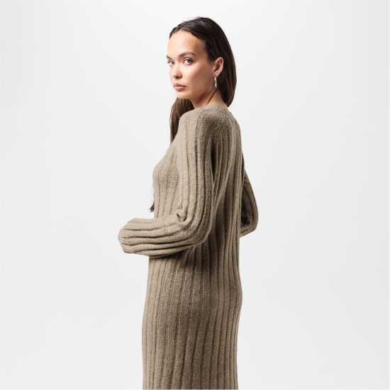 Pieces Dress Fem Kni Ld99 Тауп Сиво Дамски поли и рокли