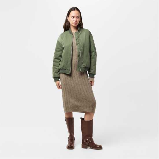 Pieces Dress Fem Kni Ld99 Тауп Сиво Дамски поли и рокли