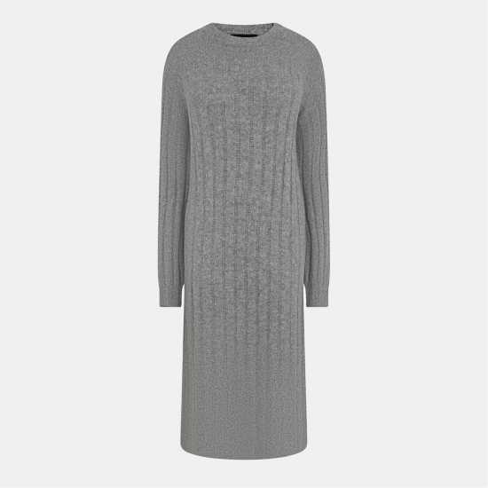 Pieces Dress Fem Kni Ld99 Средно сиво меланж Дамски поли и рокли