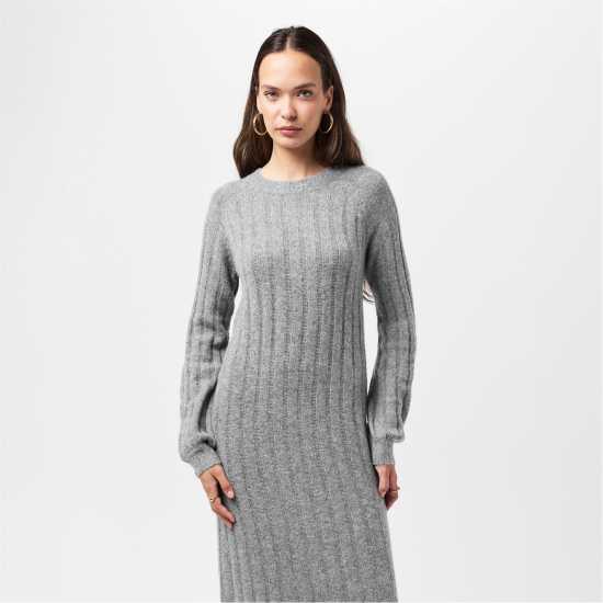 Pieces Dress Fem Kni Ld99 Средно сиво меланж Дамски поли и рокли